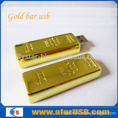 Metal gold bar usb flash drive with logo printing/ gold shape usb flash memory